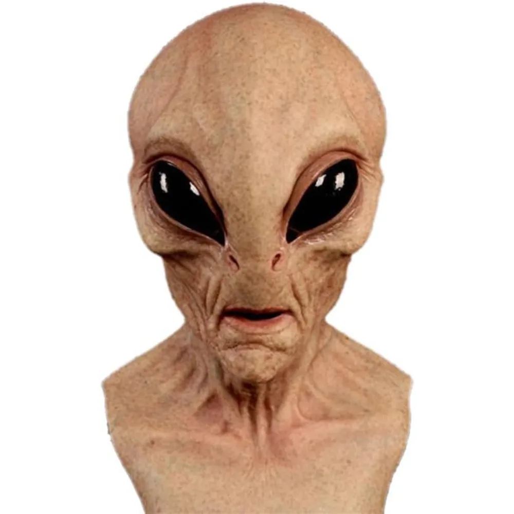 Latex Alien Mask Realistic - Kostum Halloween topeng dinosaurus Alien, topeng