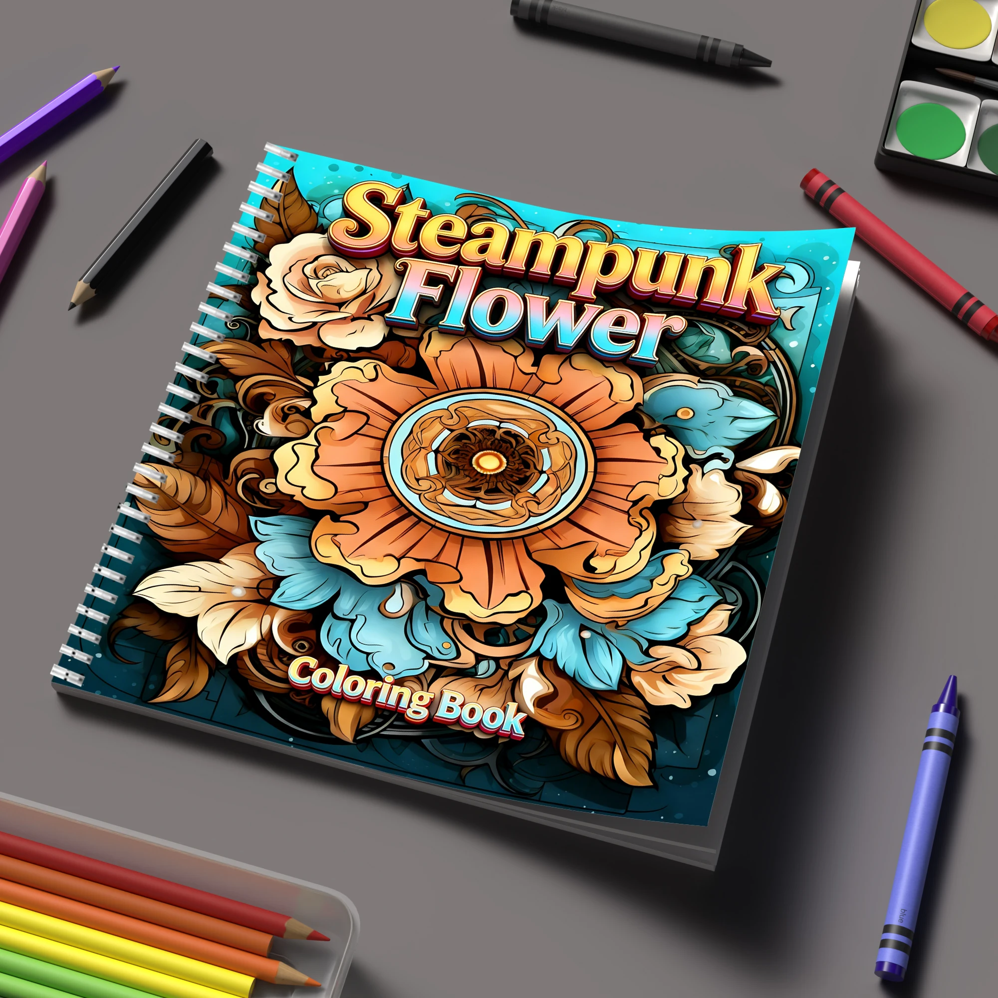 Party Supplies - Buku Mewarnai Bunga Steampunk untuk Buku